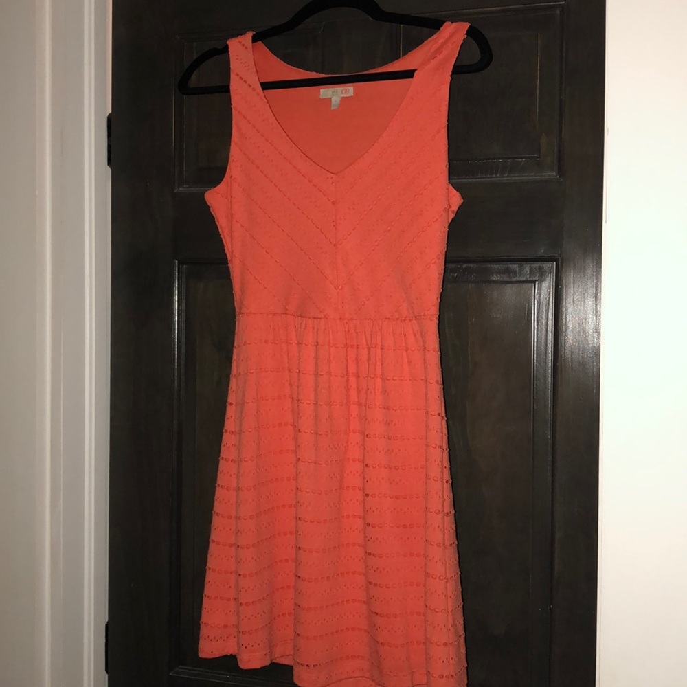 Coral Eyelet Dress